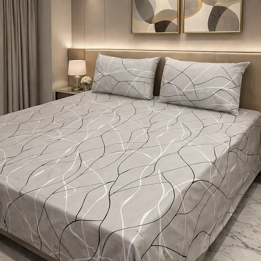 Printed Bedsheet DoubleBed 100% Cotton by Pinsstripe