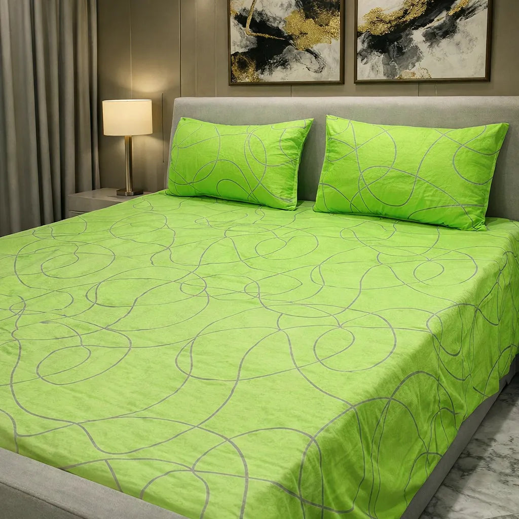 Printed Bedsheet DoubleBed 100% Cotton by Pinsstripe