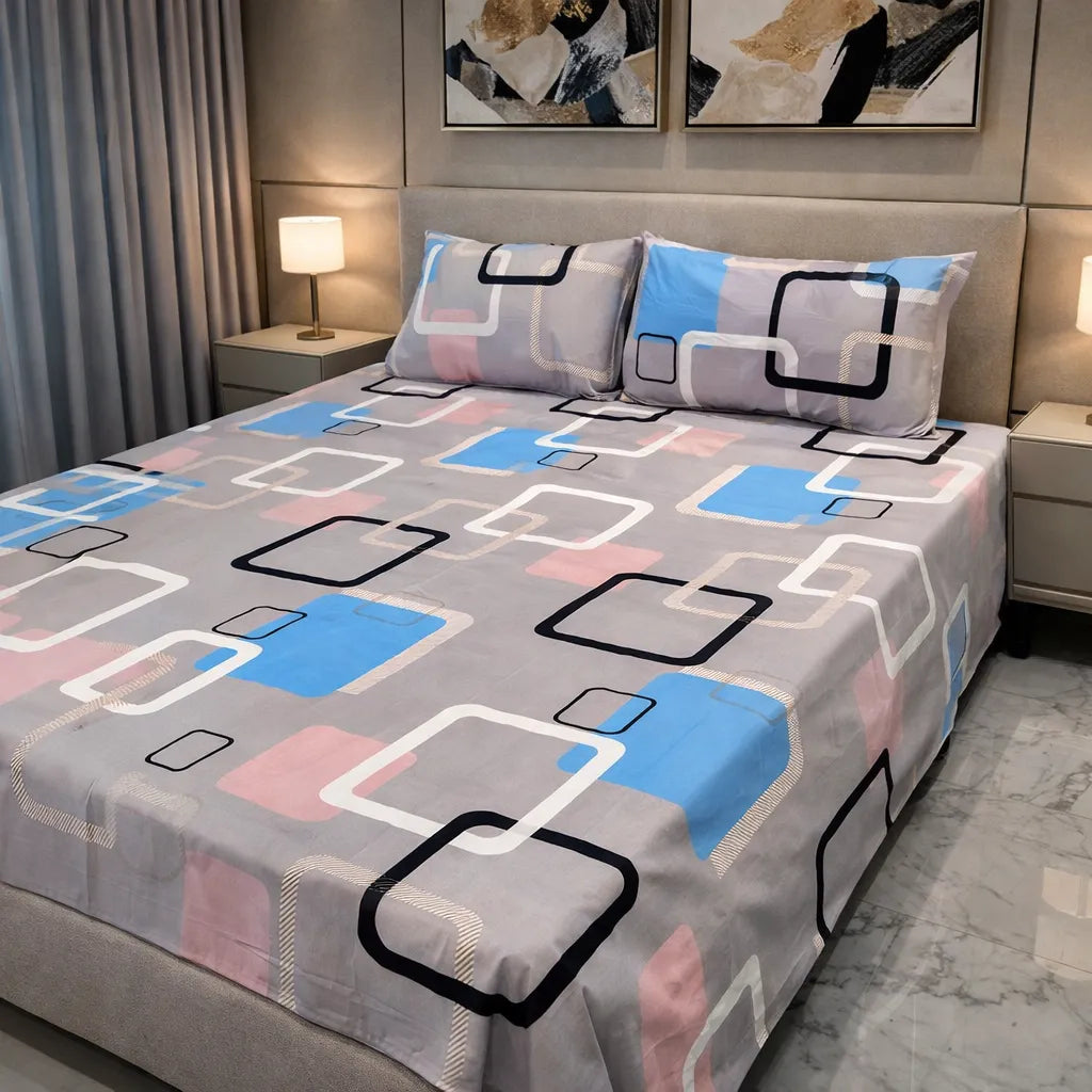 Printed Bedsheet DoubleBed 100% Cotton by Pinsstripe