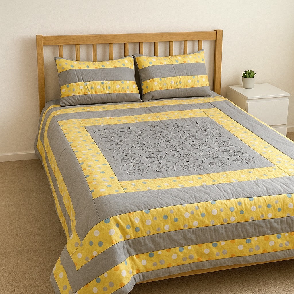Patched Bedsheet by Pinsstripe– For Double Bed-100% Cotton