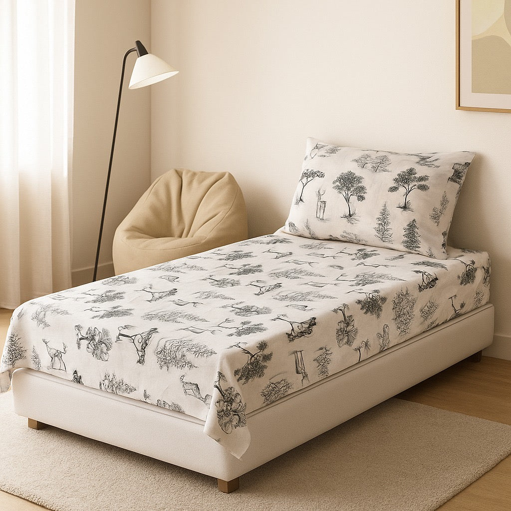 Pinsstripe Printed Bedsheet – Single Bed, 100% Cotton