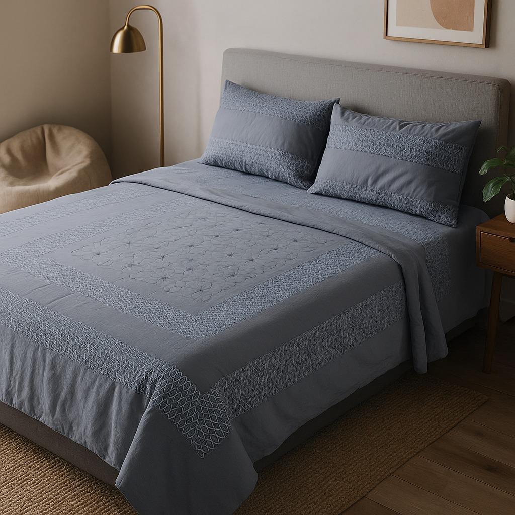 Patched Bedsheet by Pinsstripe– For Double Bed-100% Cotton