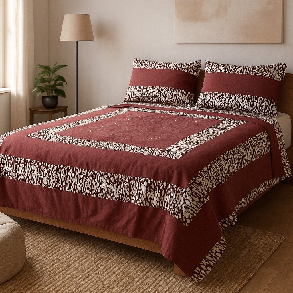 Patched Bedsheet by Pinsstripe– For Double Bed-100% Cotton