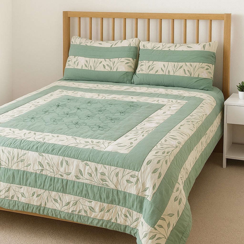 Patched Bedsheet by Pinsstripe– For Double Bed-100% Cotton