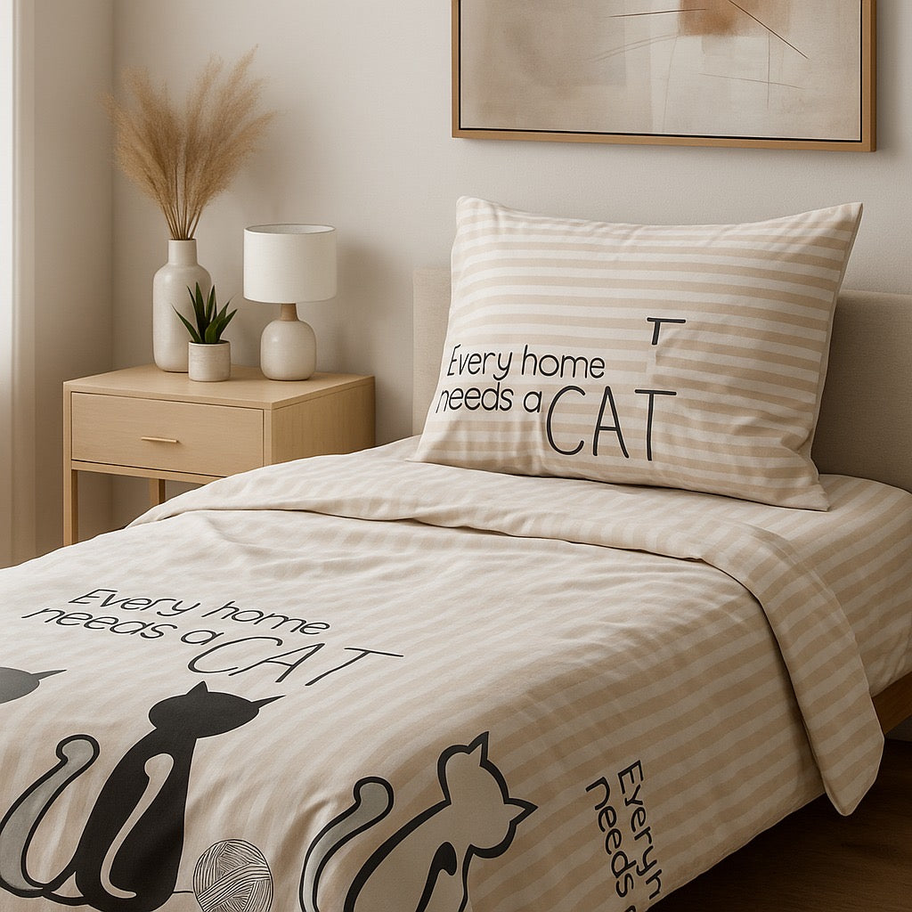 Pinsstripe Printed Bedsheet – Single Bed, 100% Cotton