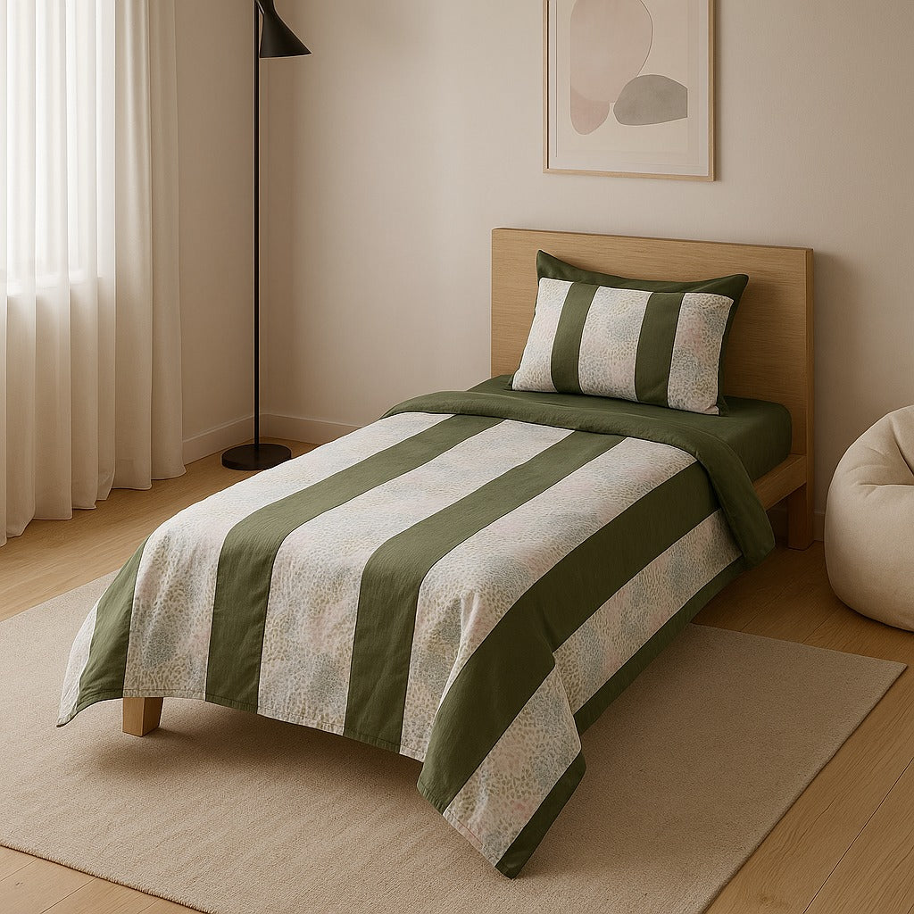 Patched Bedsheet by Pinsstripe – Single Bed, 100% Cotton