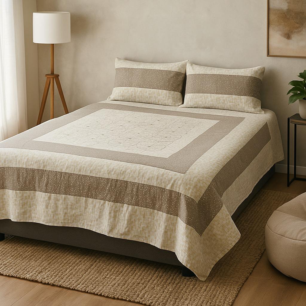 Patched Bedsheet by Pinsstripe– For Double Bed-100% Cotton