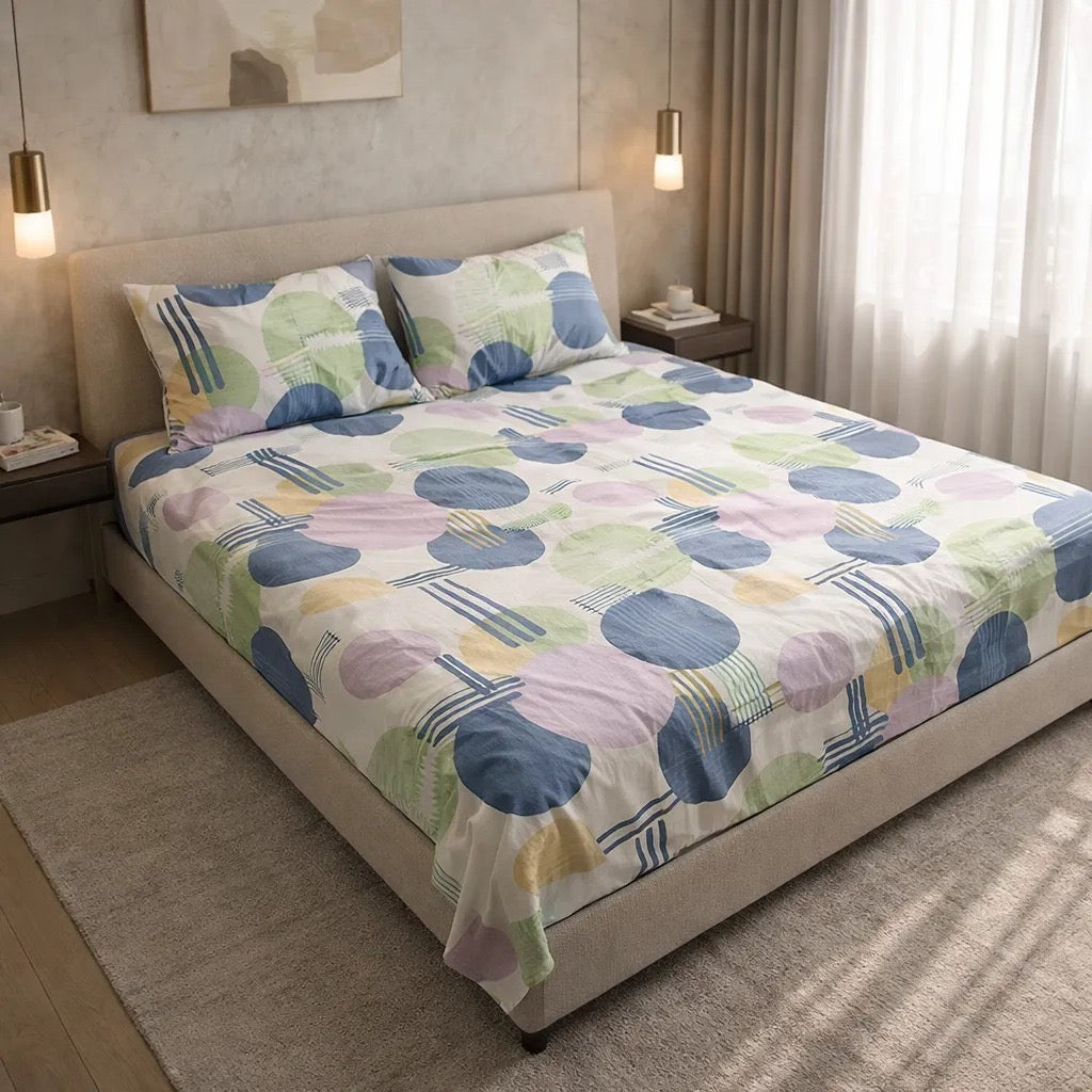 Printed Bedsheet DoubleBed 100% Cotton by Pinsstripe