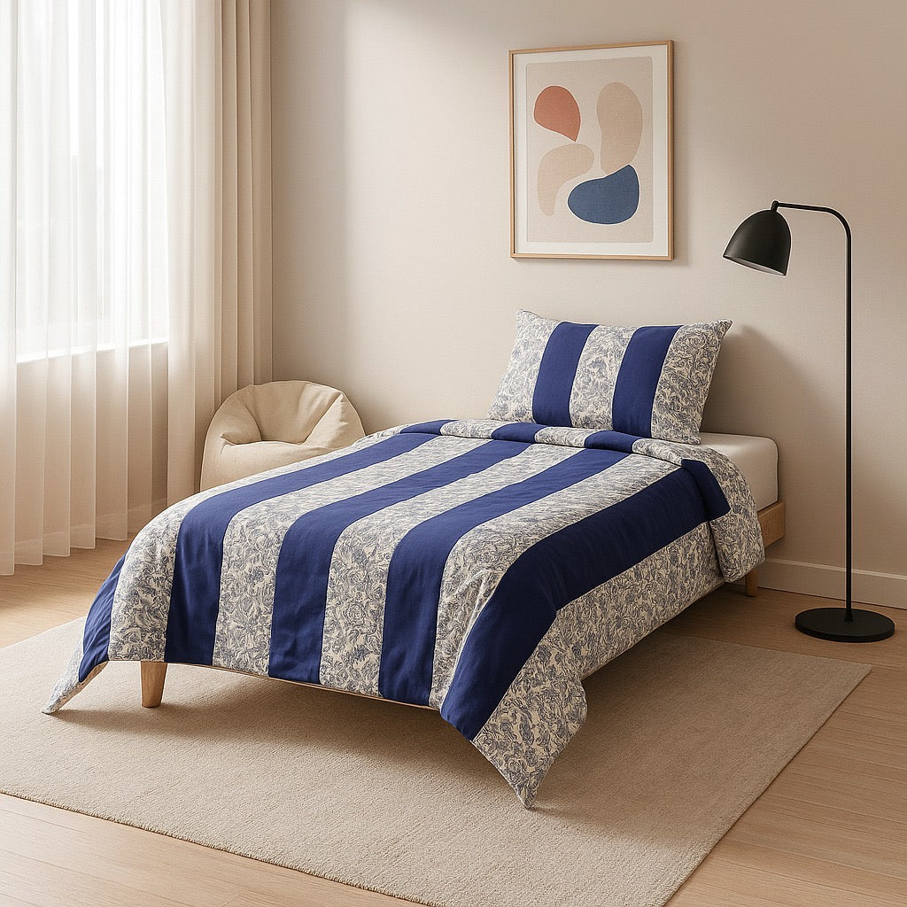 Patched Bedsheet by Pinsstripe – Single Bed, 100% Cotton