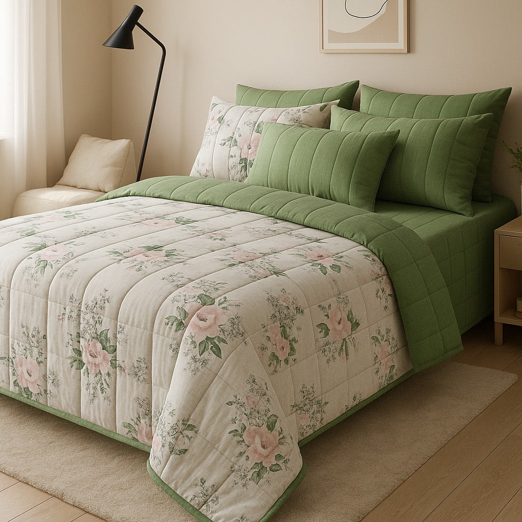 Razai Set-6pc-Pure Cotton-Double Bed by Pinsstripe