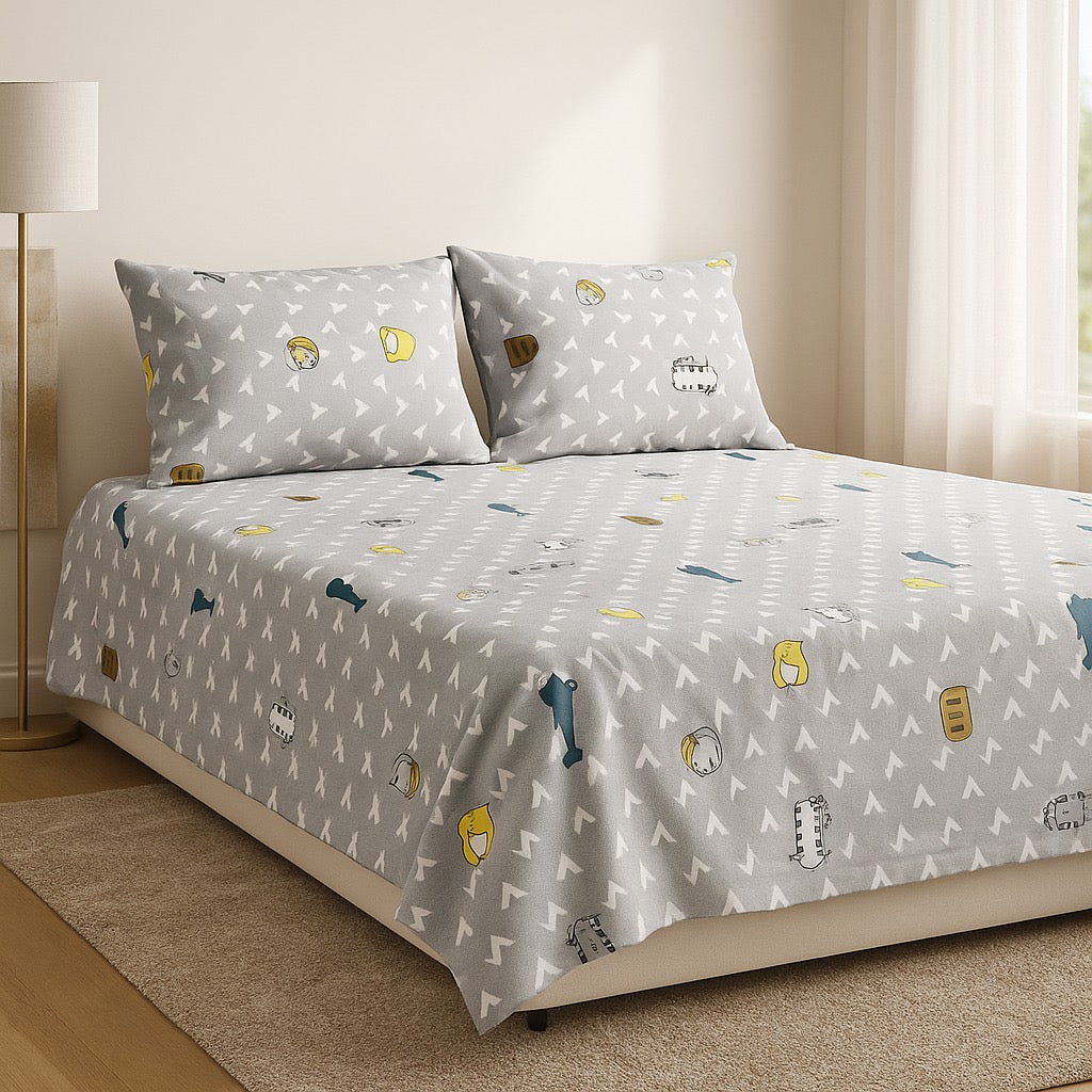 Printed Bedsheet – DoubleBed-100% Cotton by Pinsstripe