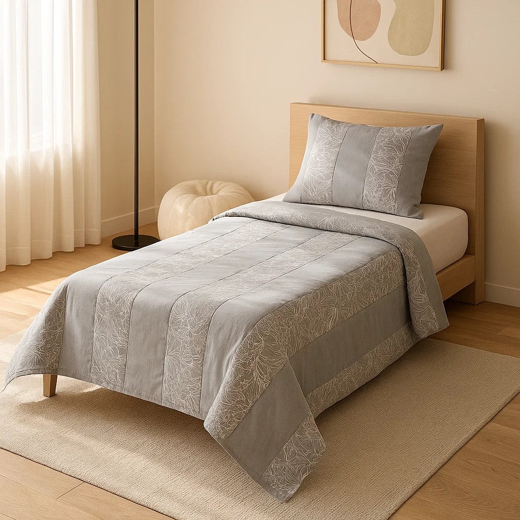 Patched Bedsheet by Pinsstripe – Single Bed, 100% Cotton