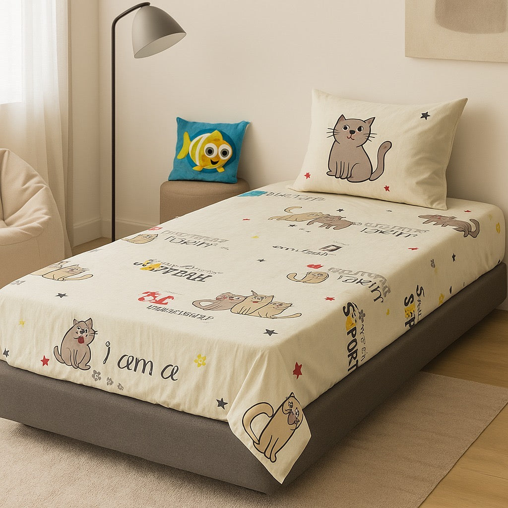 Pinsstripe Printed Bedsheet – Single Bed, 100% Cotton