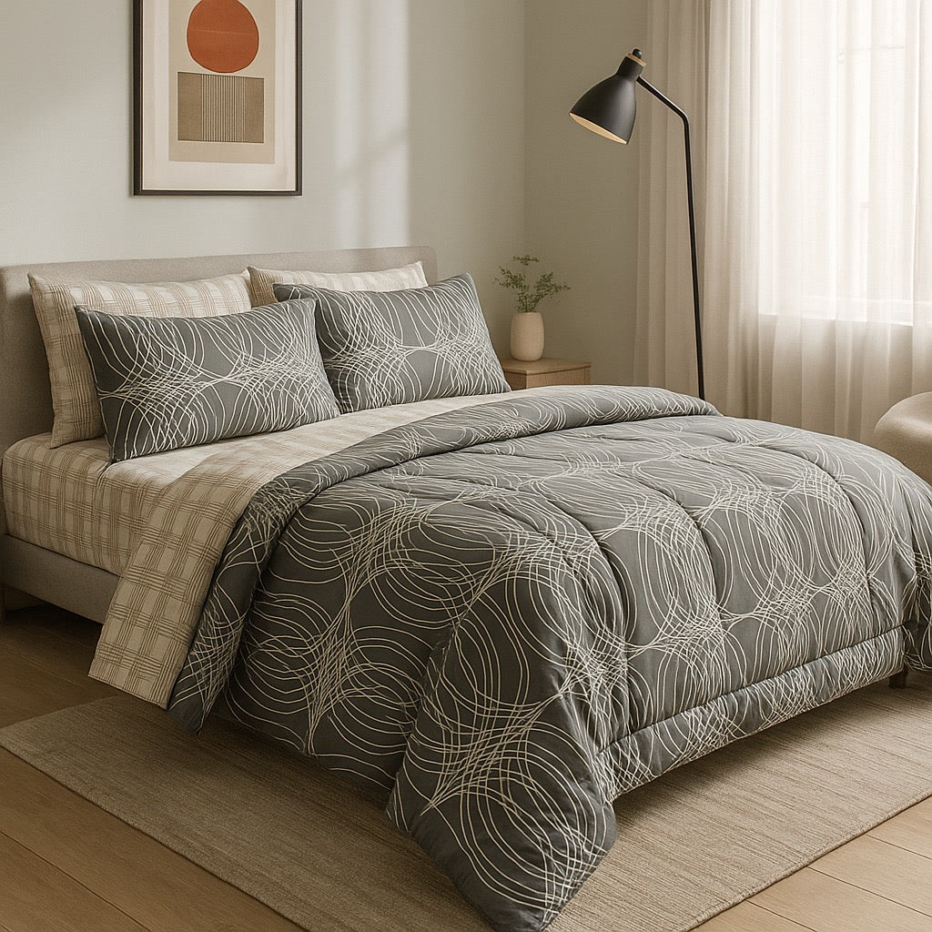 Comforter Set-6pc-Pure Cotton-Double Bed by Pinsstripe
