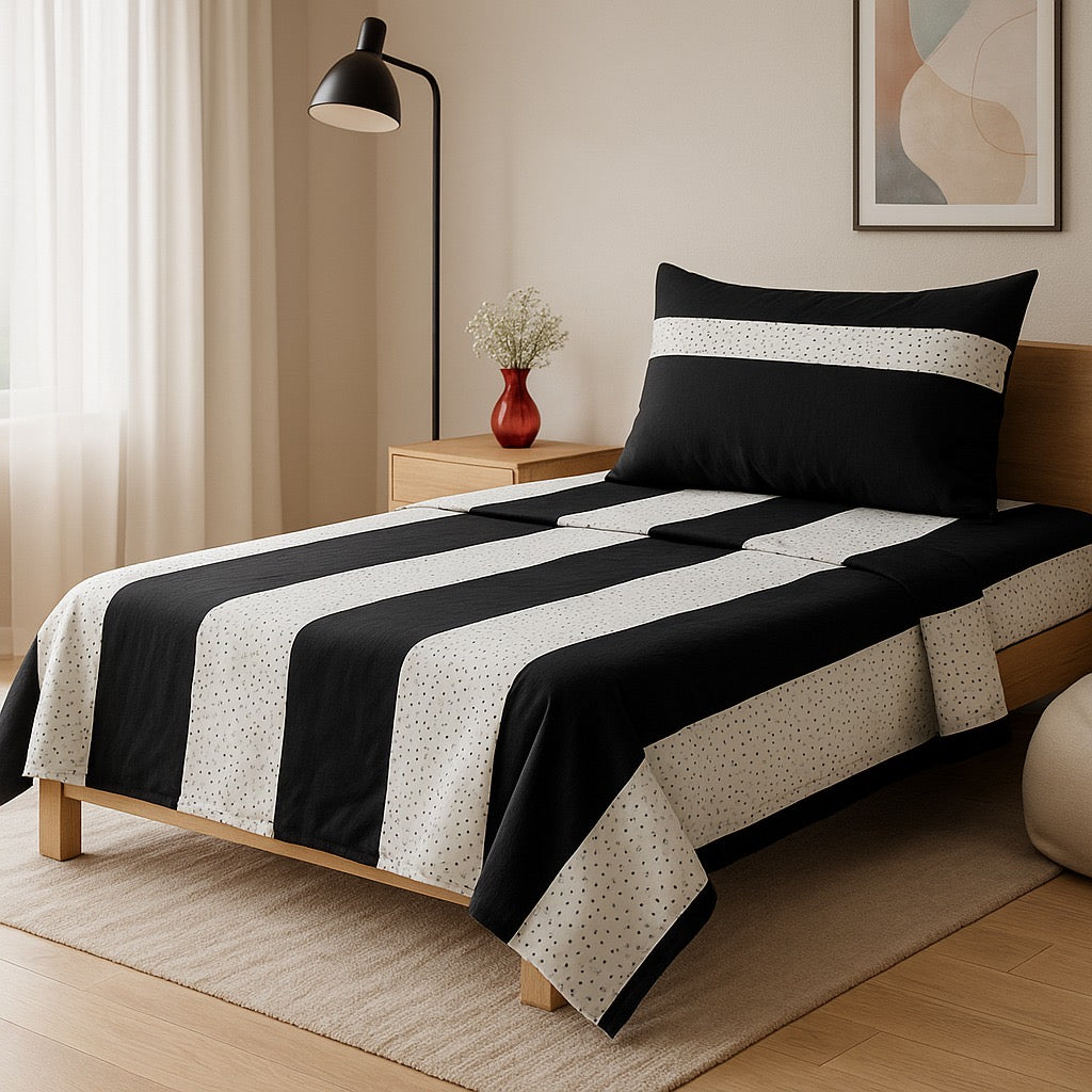 Patched Bedsheet by Pinsstripe – Single Bed, 100% Cotton
