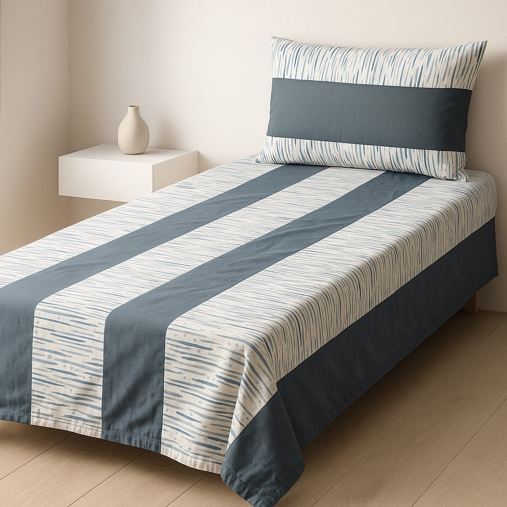 Patched Bedsheet by Pinsstripe – Single Bed, 100% Cotton