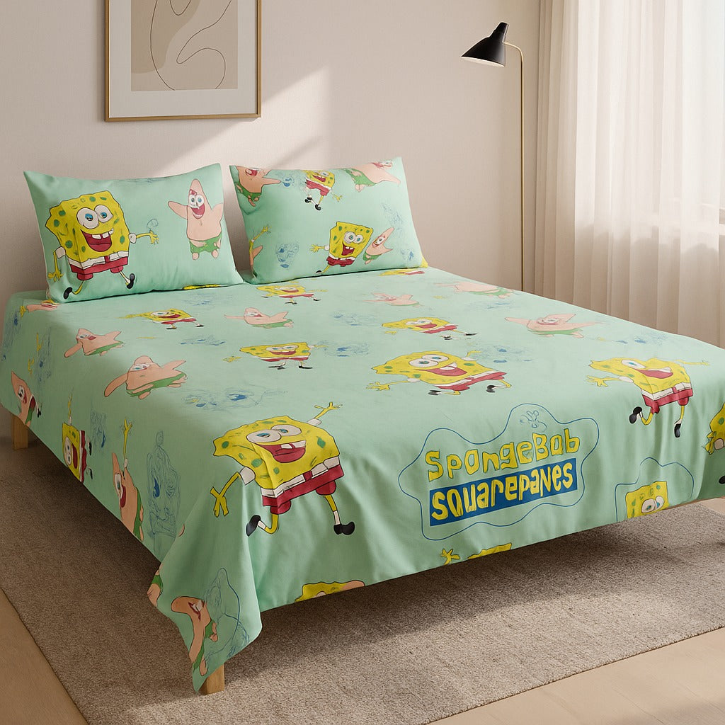 Printed Bedsheet by Pinsstripe With Pillow Covers – Double Bed , 100% Cotton