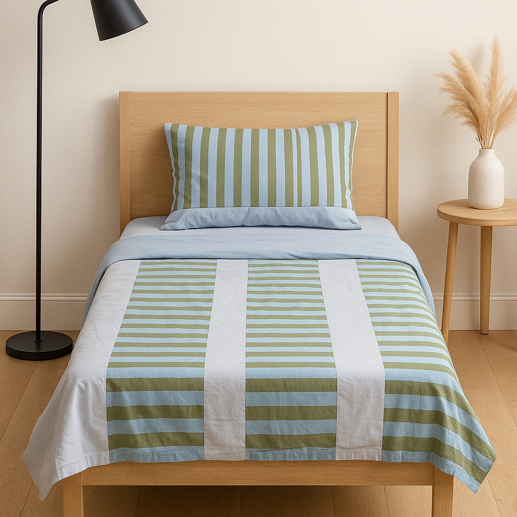Patched Bedsheet by Pinsstripe – Single Bed, 100% Cotton
