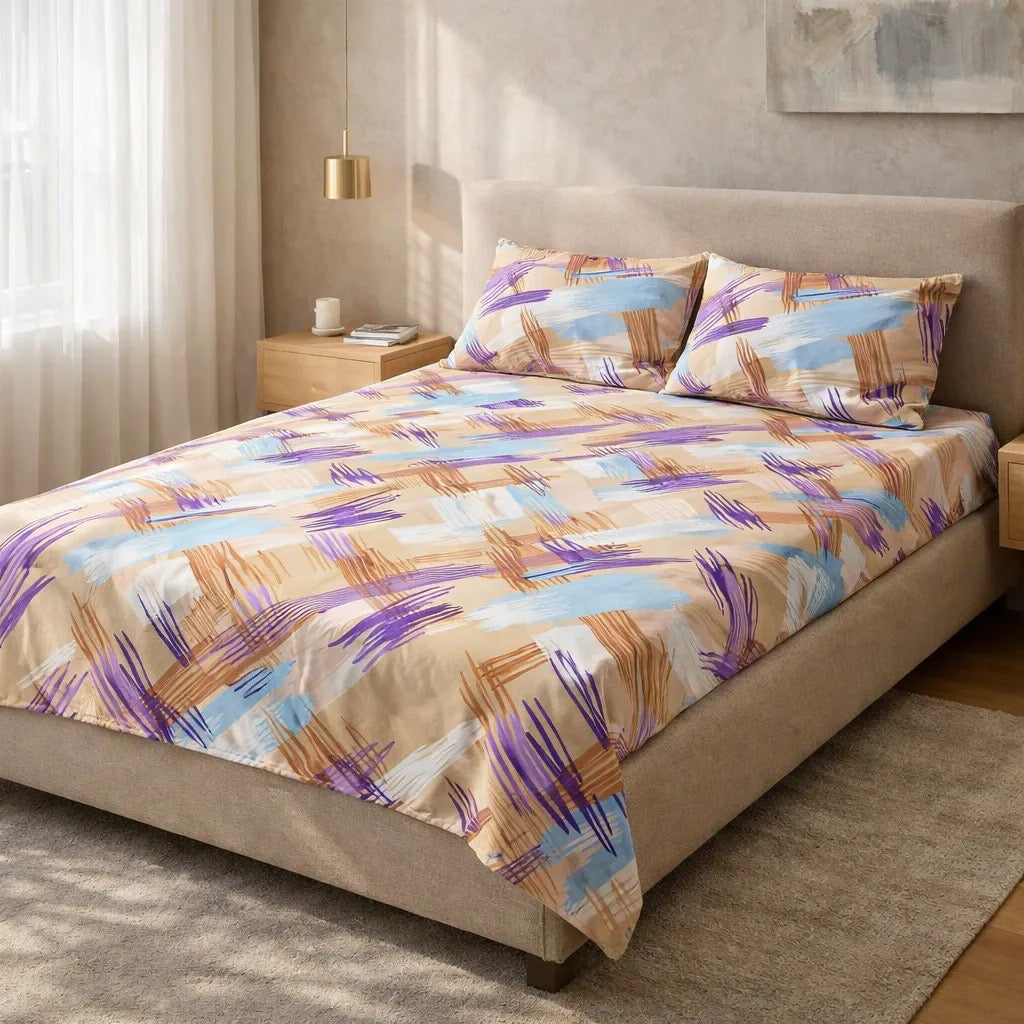 Printed Bedsheet DoubleBed 100% Cotton by Pinsstripe
