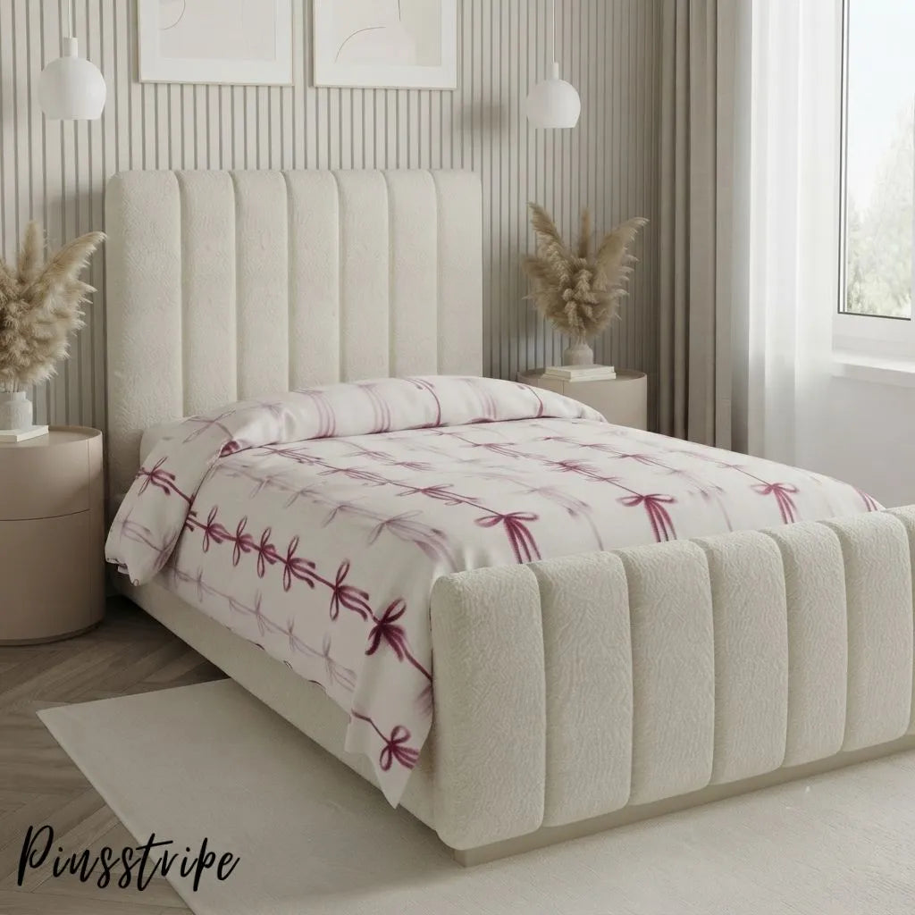 Pink Bow Bedsheet in Cotton- Signature Print By Pinsstripe