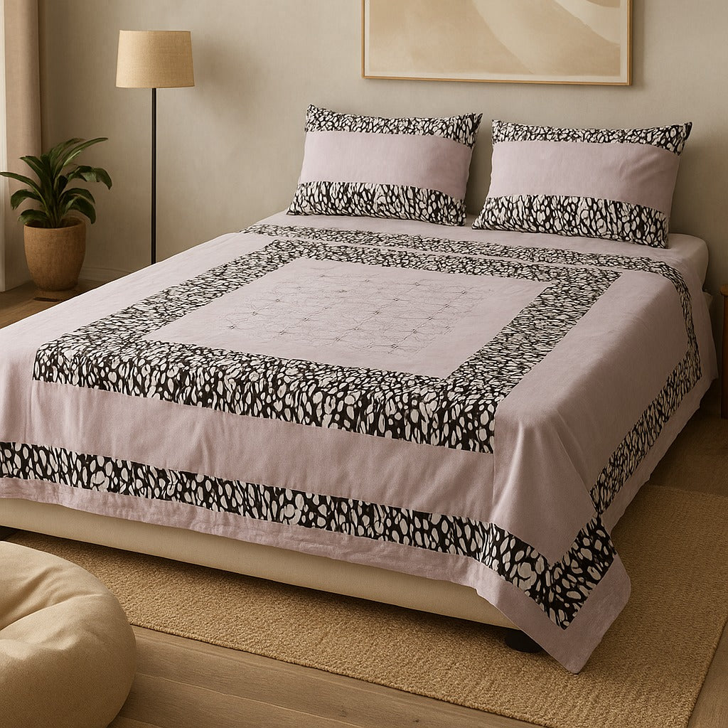 Patched Bedsheet by Pinsstripe– For Double Bed-100% Cotton