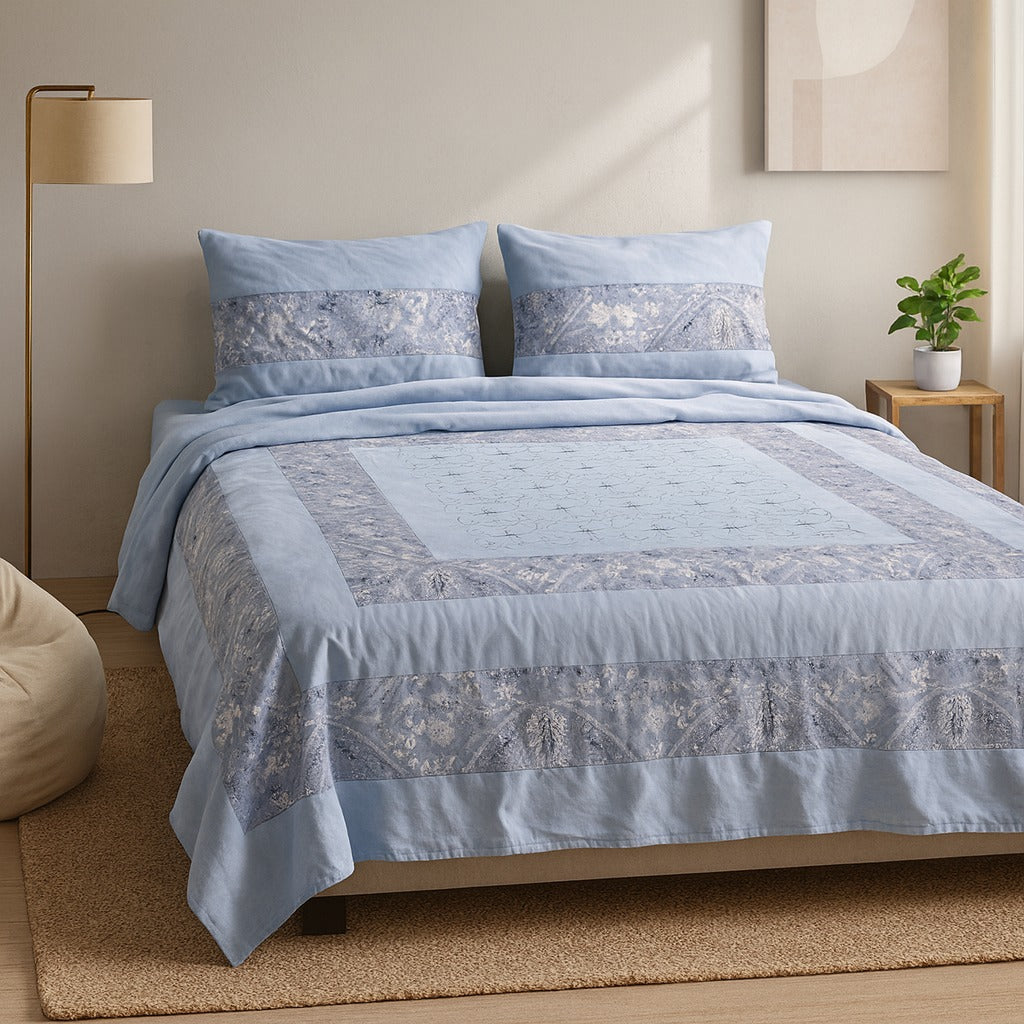 Patched Bedsheet by Pinsstripe– For Double Bed-100% Cotton