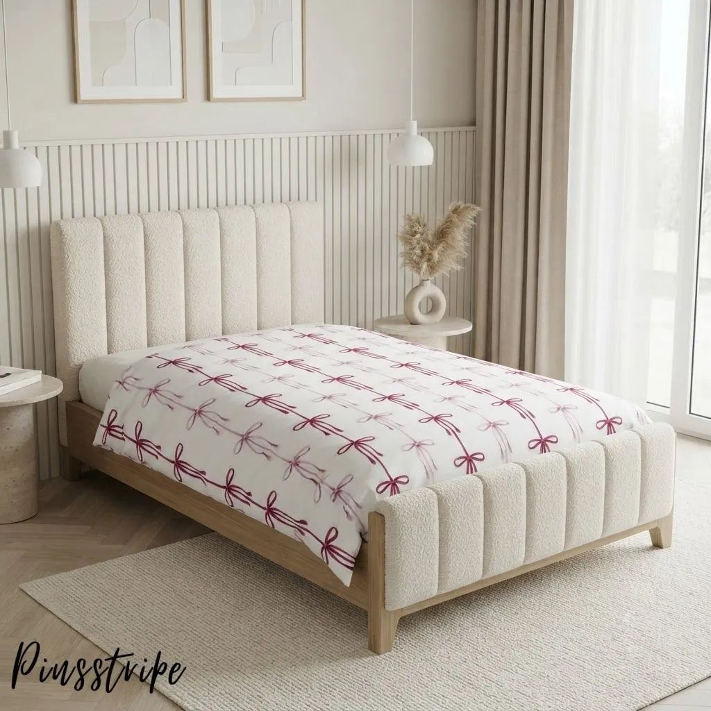 Pink Bow Bedsheet in Cotton- Signature Print By Pinsstripe