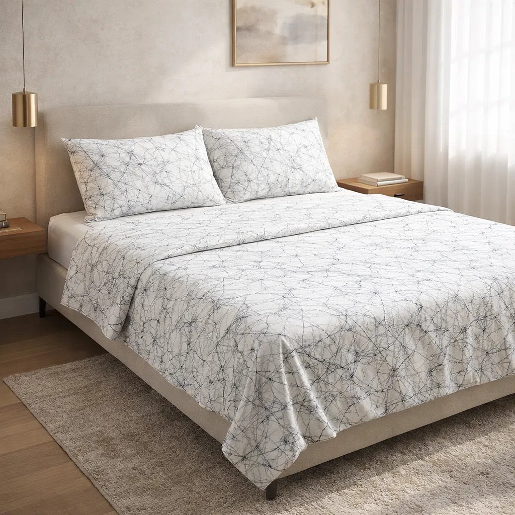 Printed Bedsheet DoubleBed 100% Cotton by Pinsstripe