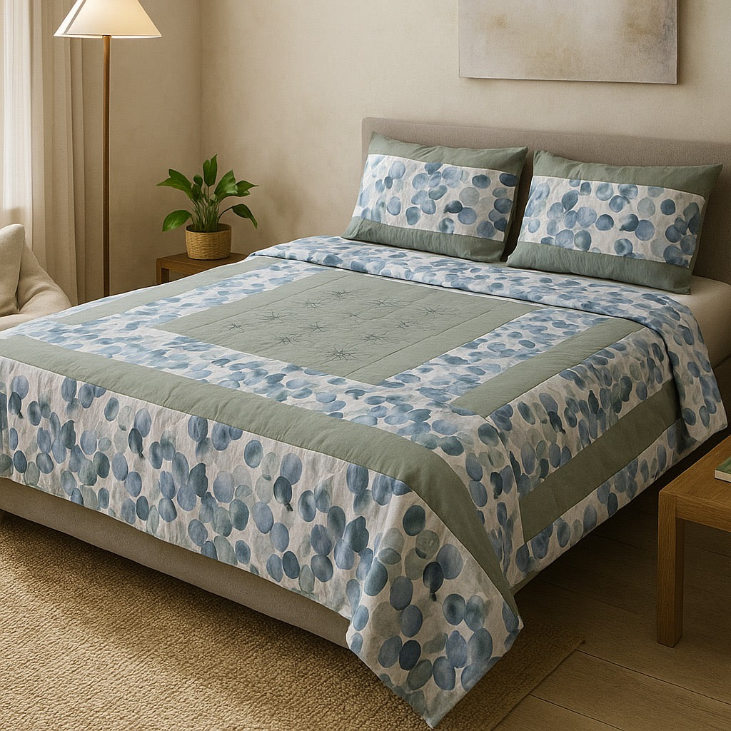 Patched Bedsheet by Pinsstripe– For Double Bed-100% Cotton