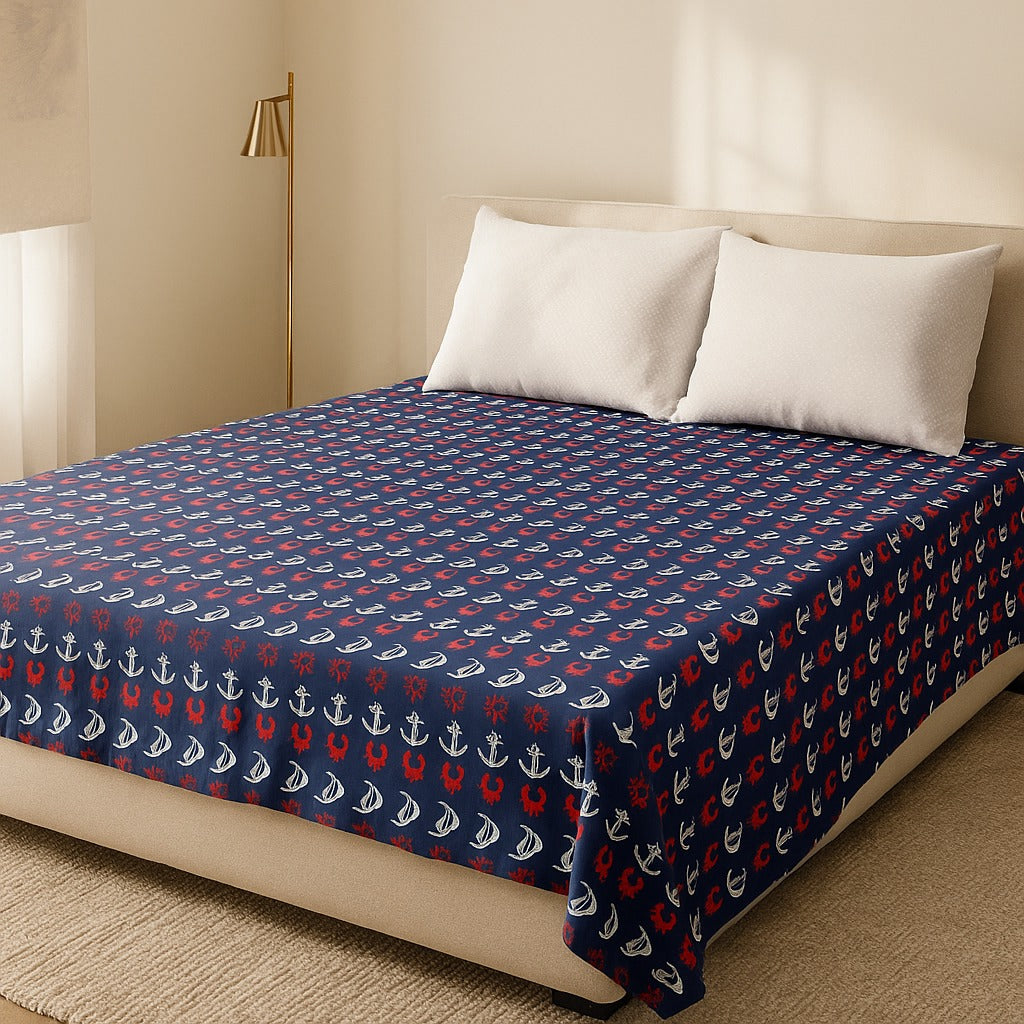 Printed Bedsheet by Pinsstripe With Pillow Covers – Double Bed , 100% Cotton