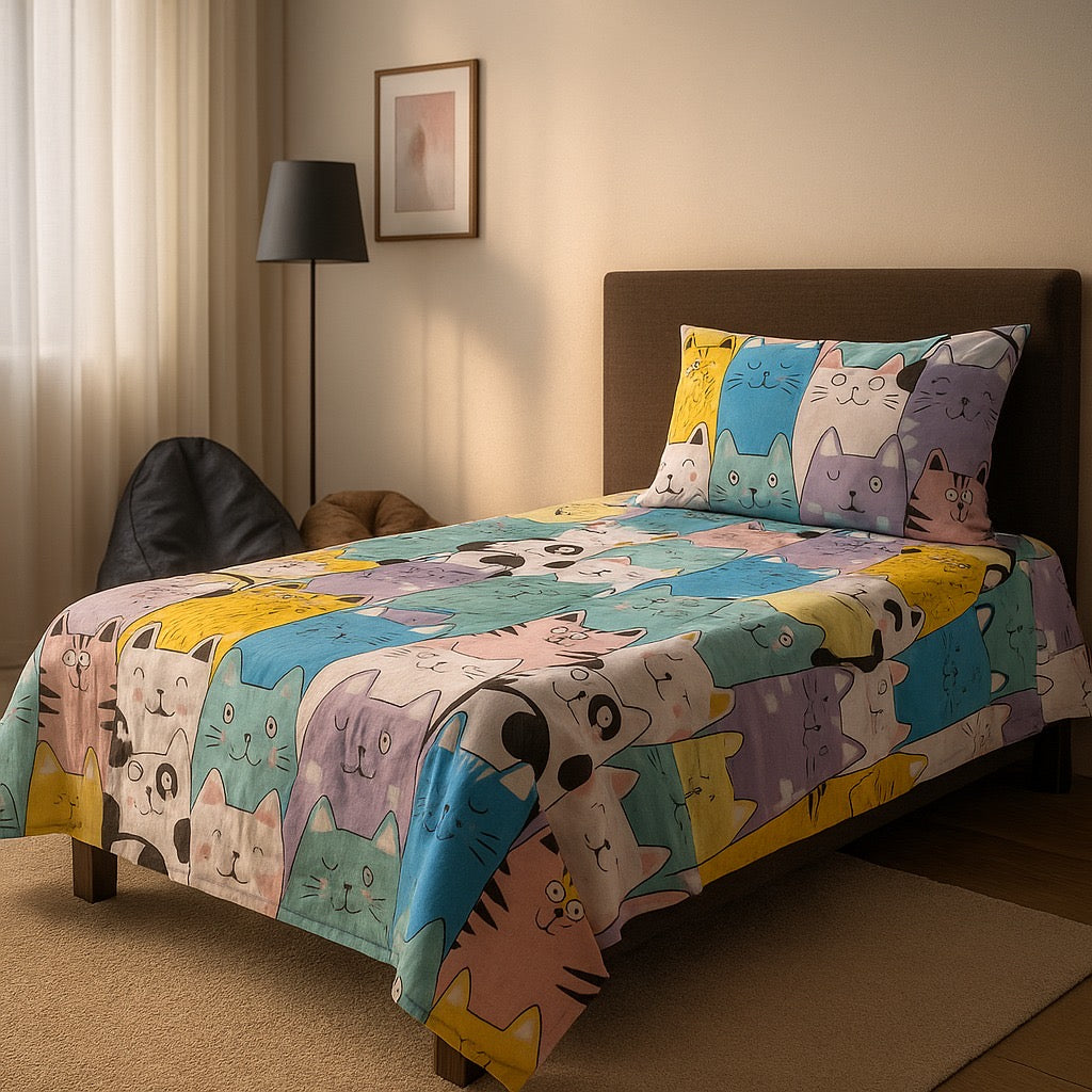 Pinsstripe Printed Bedsheet – Single Bed, 100% Cotton