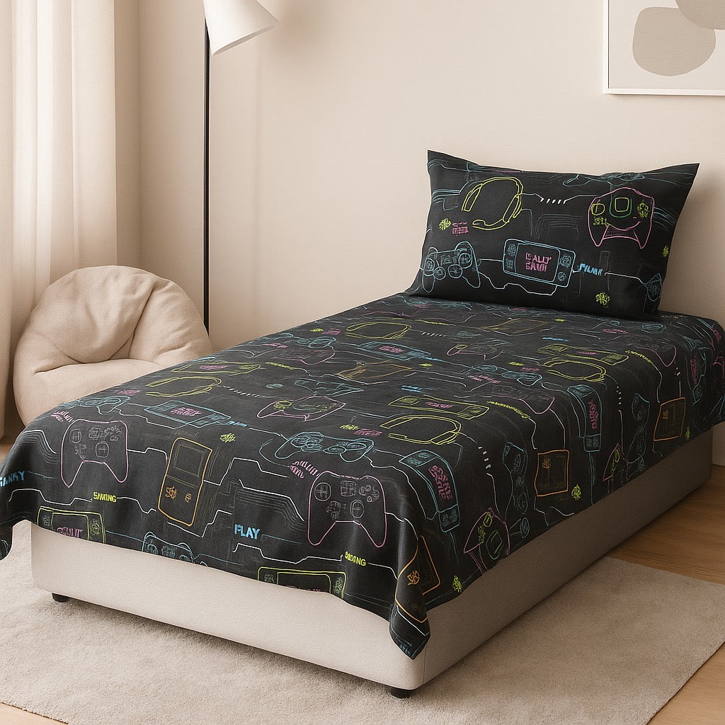 Pinsstripe Printed Bedsheet – Single Bed, 100% Cotton