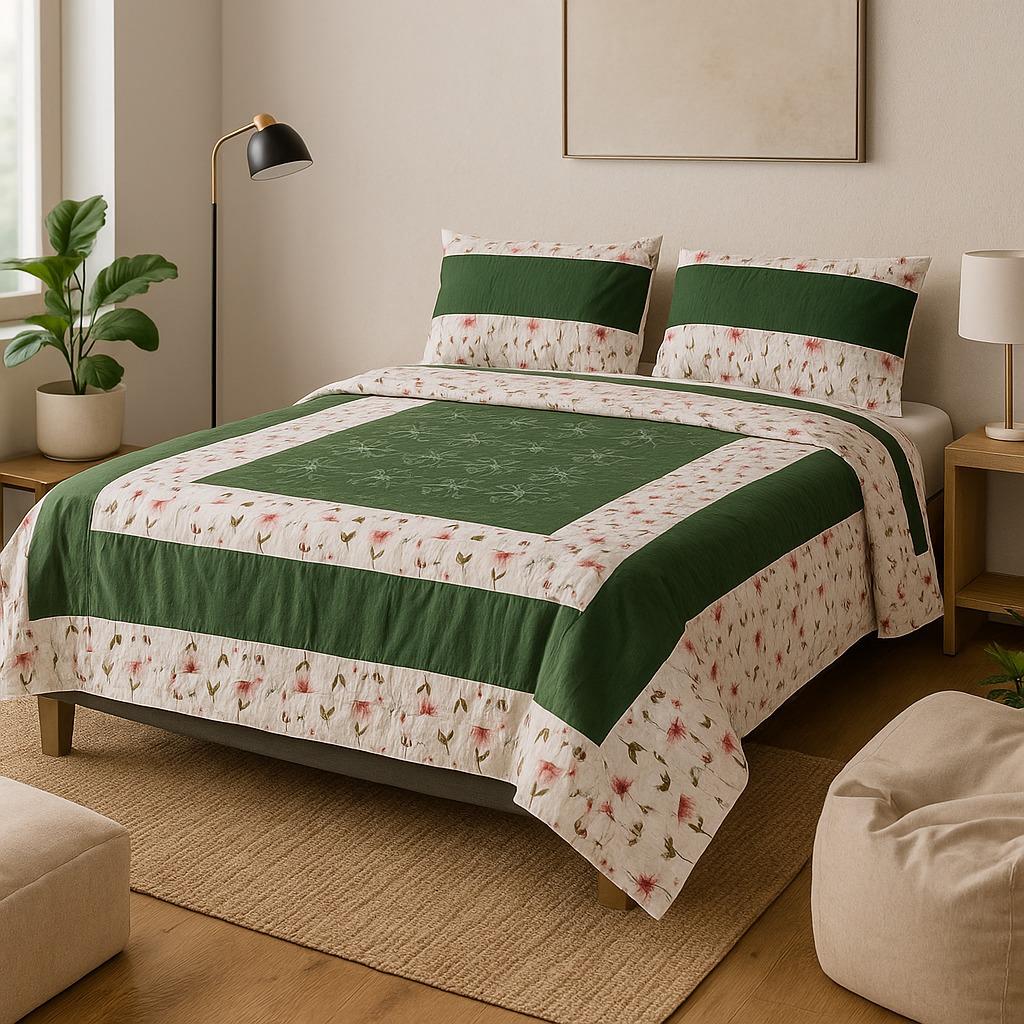 Patched Bedsheet by Pinsstripe– For Double Bed-100% Cotton