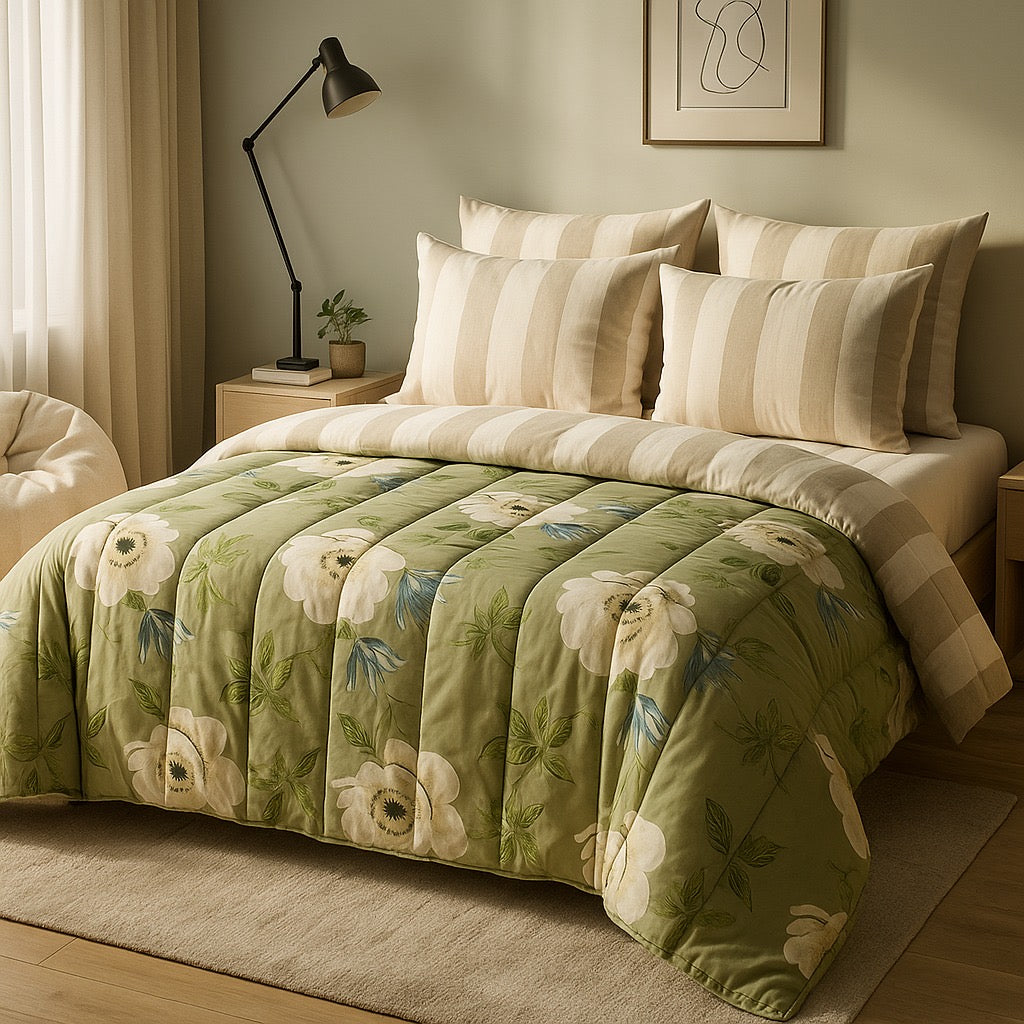 Razai Set-6pc-Pure Cotton-Double Bed by Pinsstripe