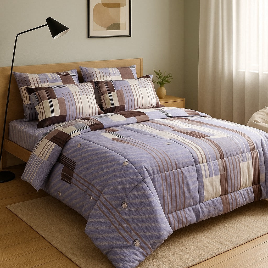 Razai Set-6pc-Pure Cotton-Double Bed by Pinsstripe