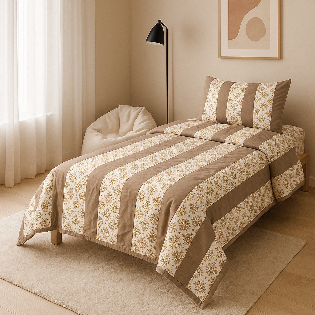 Patched Bedsheet by Pinsstripe – Single Bed, 100% Cotton