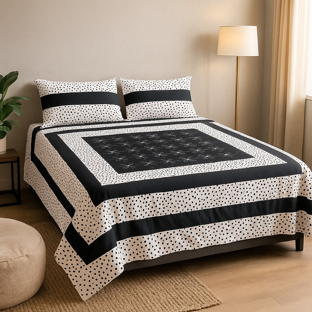Patched Bedsheet by Pinsstripe– For Double Bed-100% Cotton