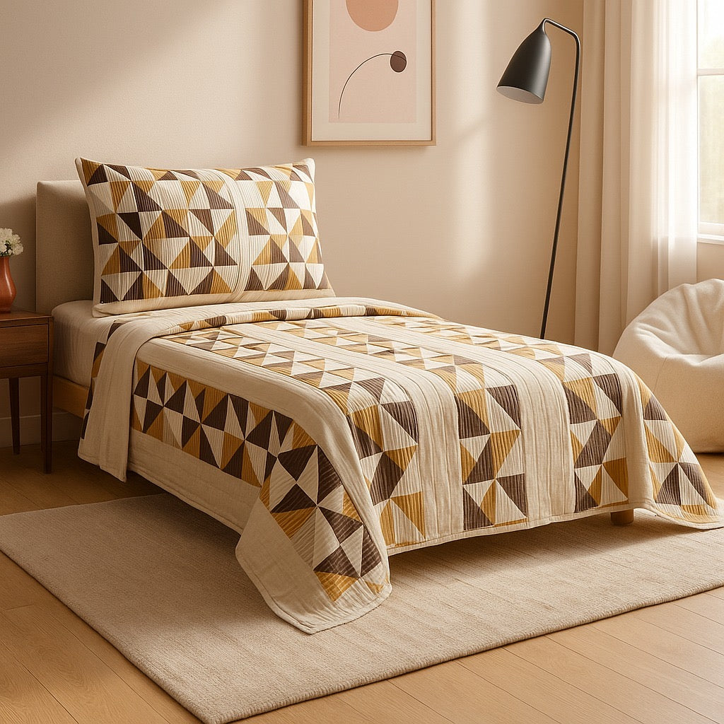 Patched Bedsheet by Pinsstripe – Single Bed, 100% Cotton