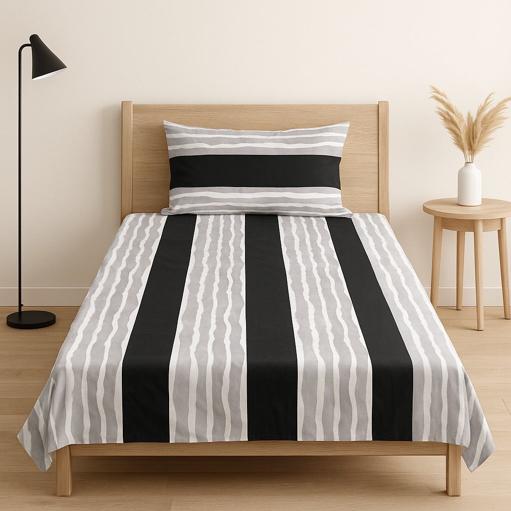 Patched Bedsheet by Pinsstripe – Single Bed, 100% Cotton