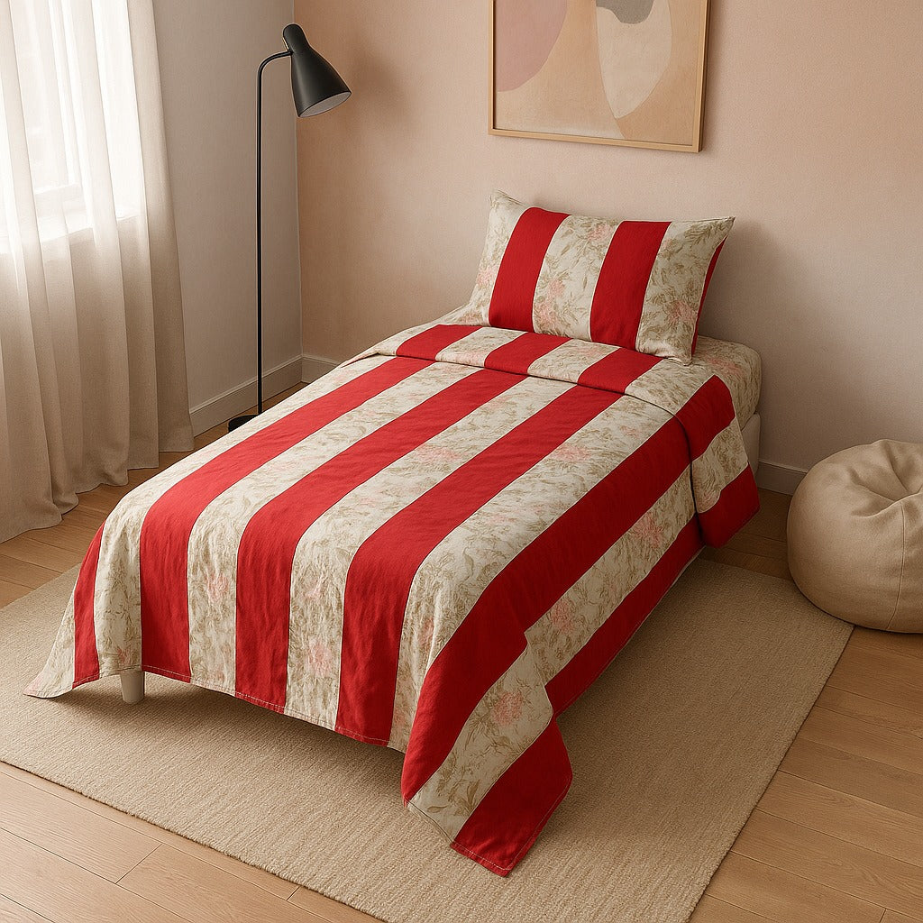 Patched Bedsheet by Pinsstripe – Single Bed, 100% Cotton