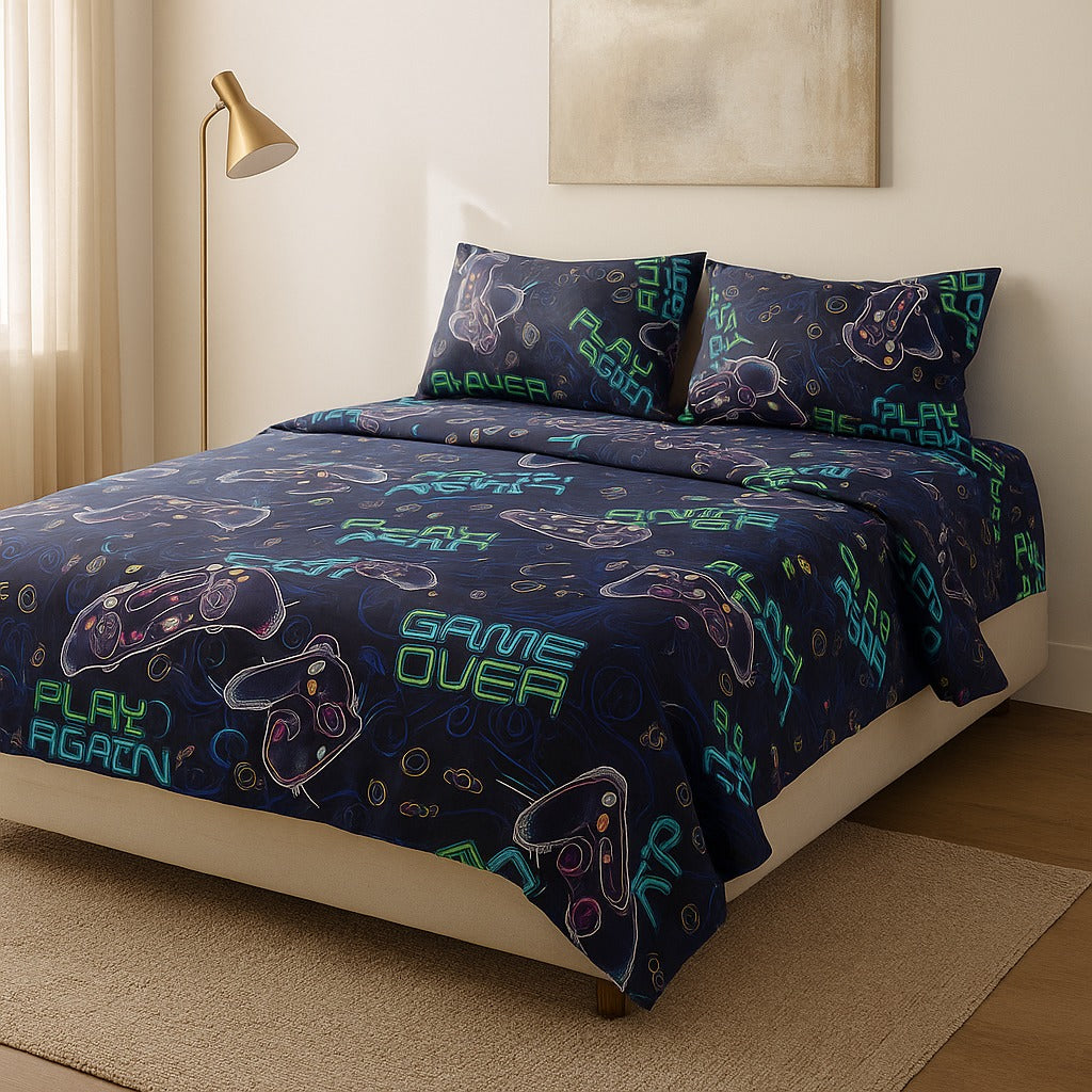 Printed Bedsheet by Pinsstripe With Pillow Covers – Double Bed , 100% Cotton