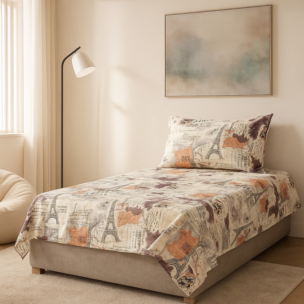 Pinsstripe Printed Bedsheet – Single Bed, 100% Cotton