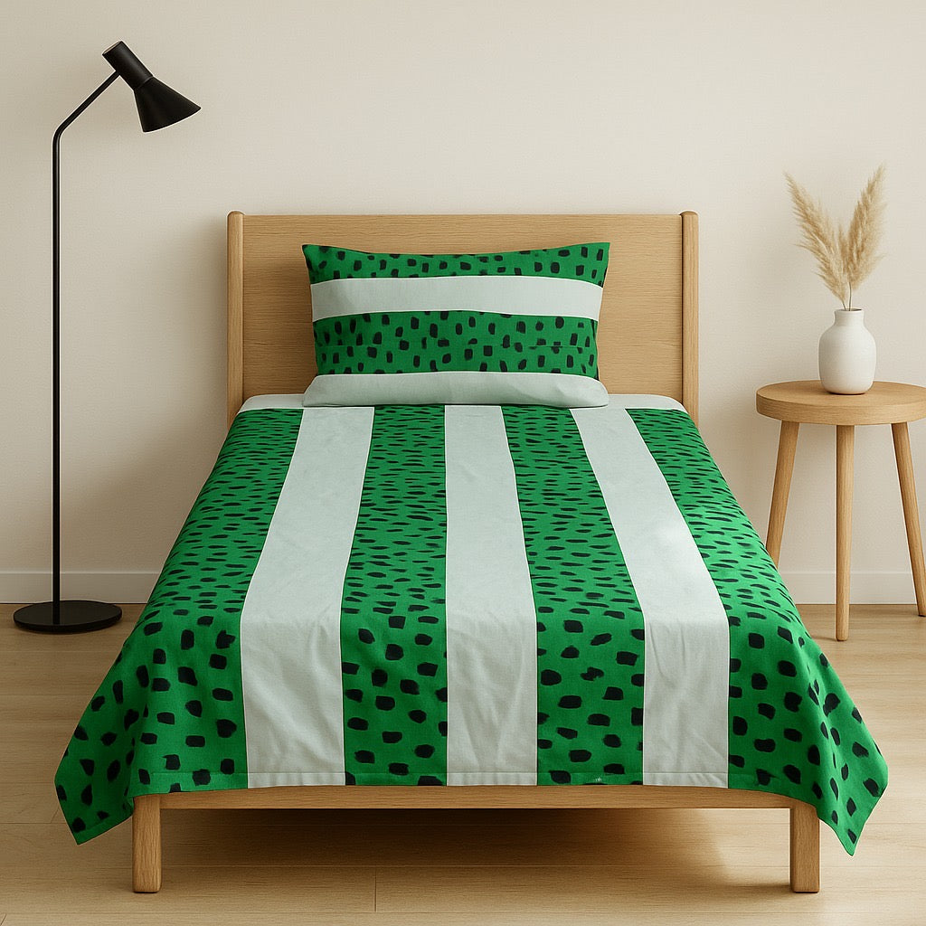 Patched Bedsheet by Pinsstripe – Single Bed, 100% Cotton