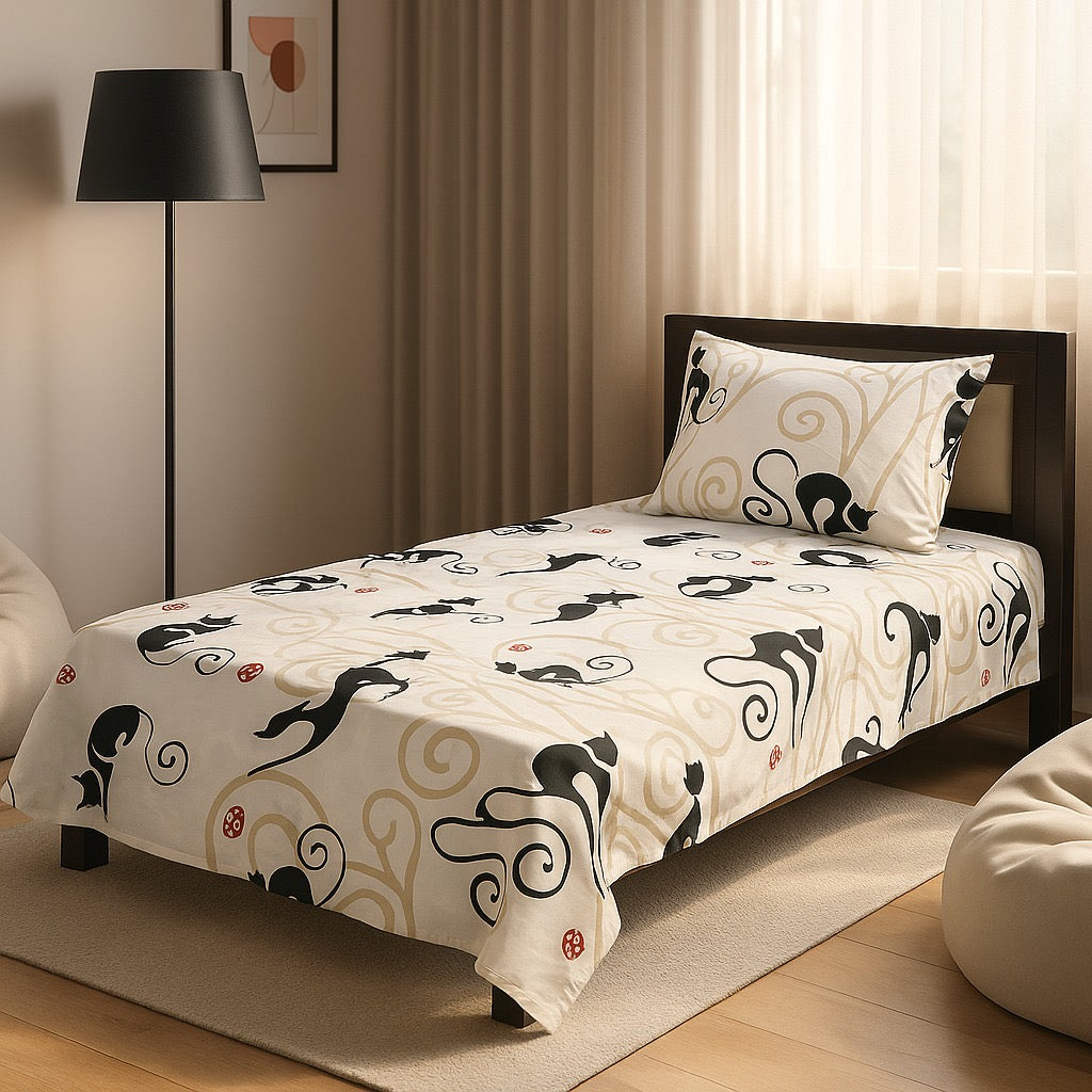 Pinsstripe Printed Bedsheet – Single Bed, 100% Cotton