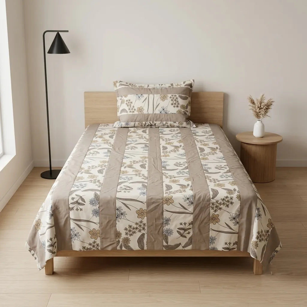 Patched Bedsheet by Pinsstripe – Single Bed, 100% Cotton