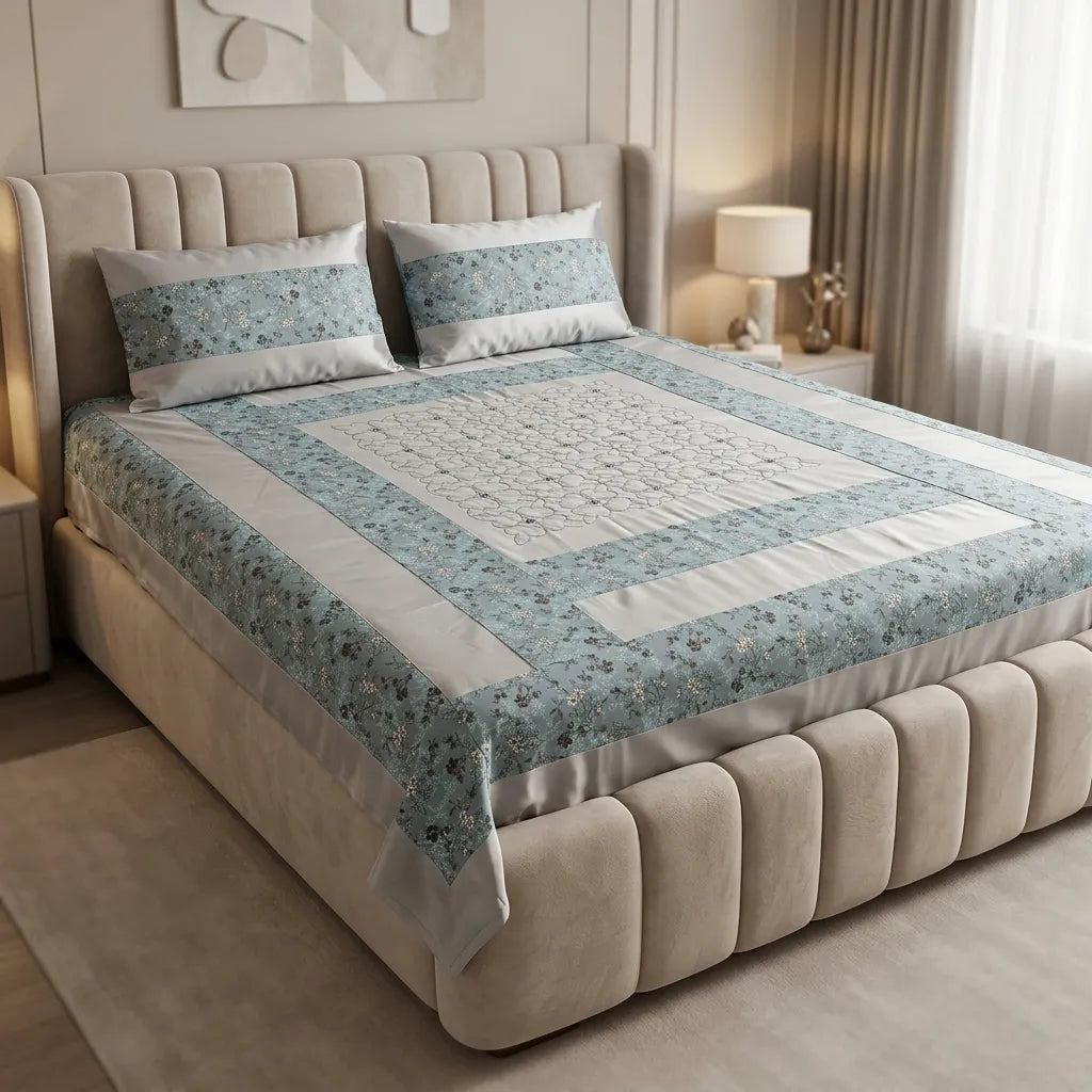 Patched Bedsheet by Pinsstripe– For Double Bed-100% Cotton