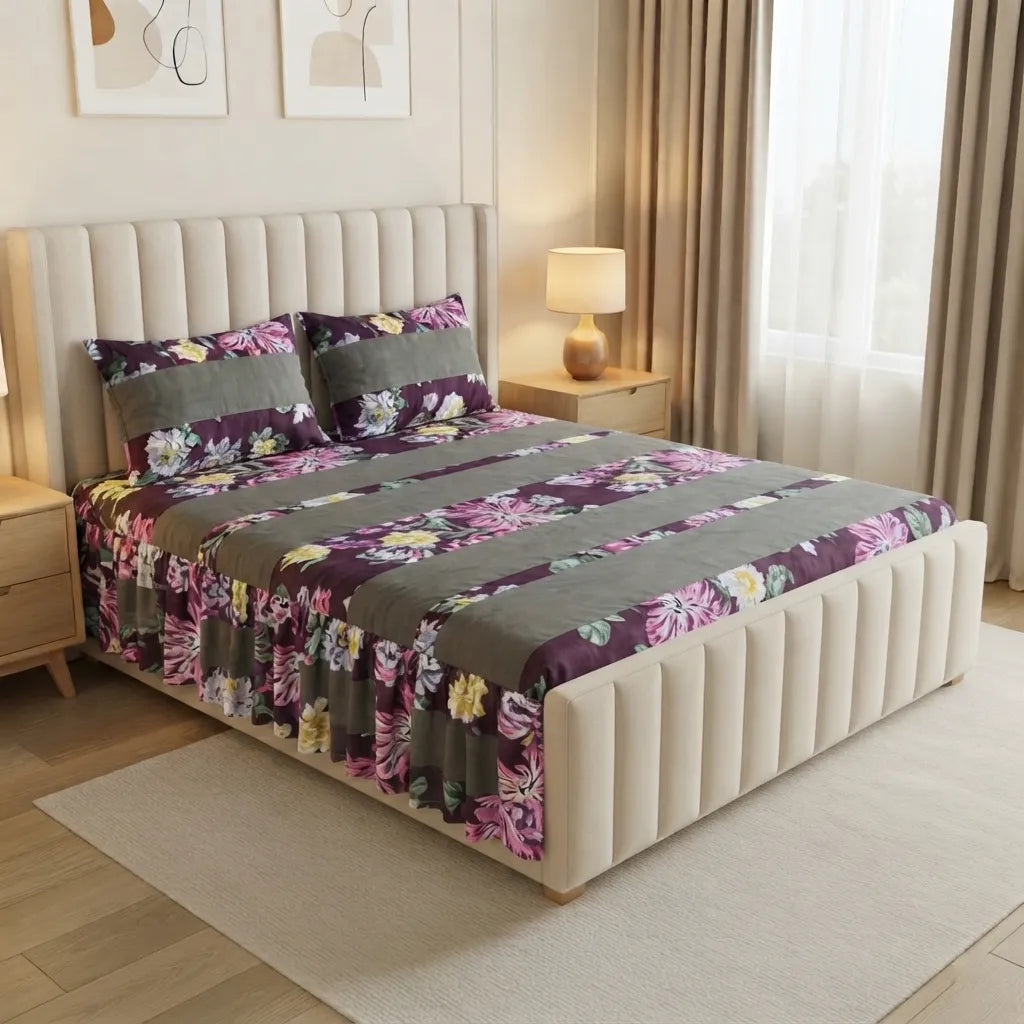 Patched Bedsheet by Pinsstripe– For Double Bed-100% Cotton