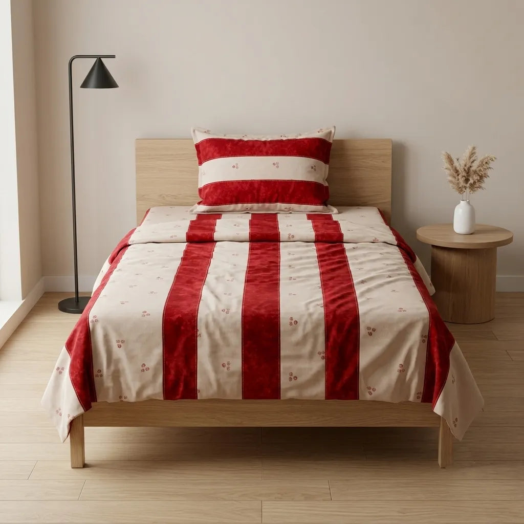 Patched Bedsheet by Pinsstripe – Single Bed, 100% Cotton