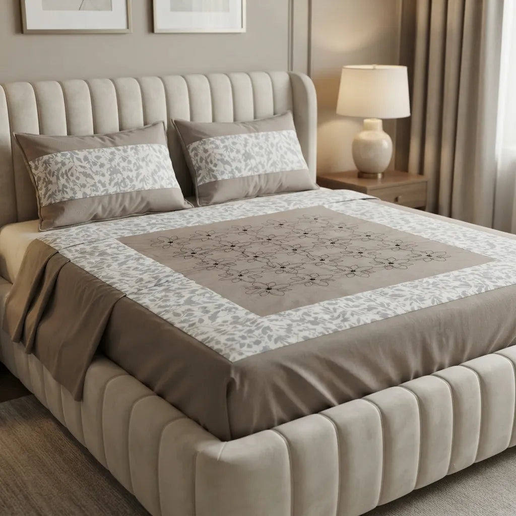 Patched Bedsheet by Pinsstripe– For Double Bed-100% Cotton