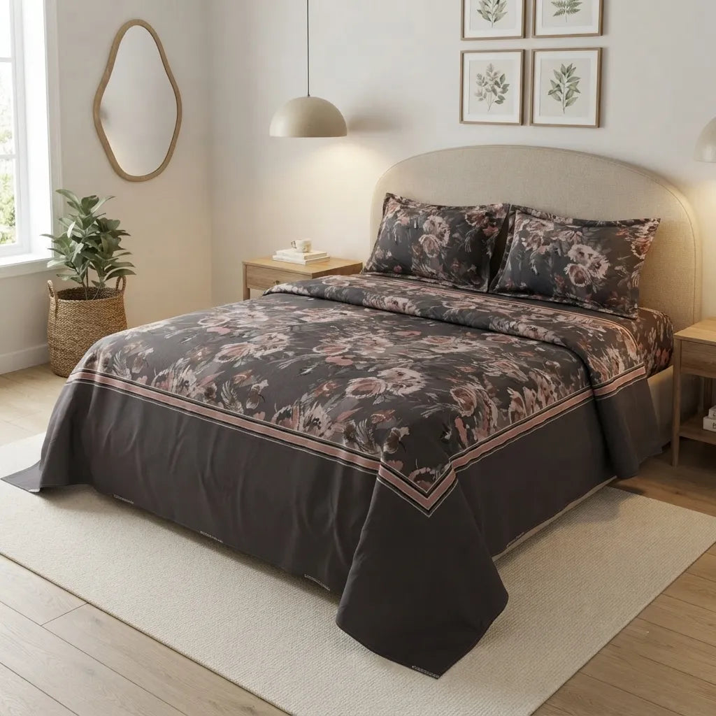 Printed Bedsheet DoubleBed 100% Cotton by Pinsstripe